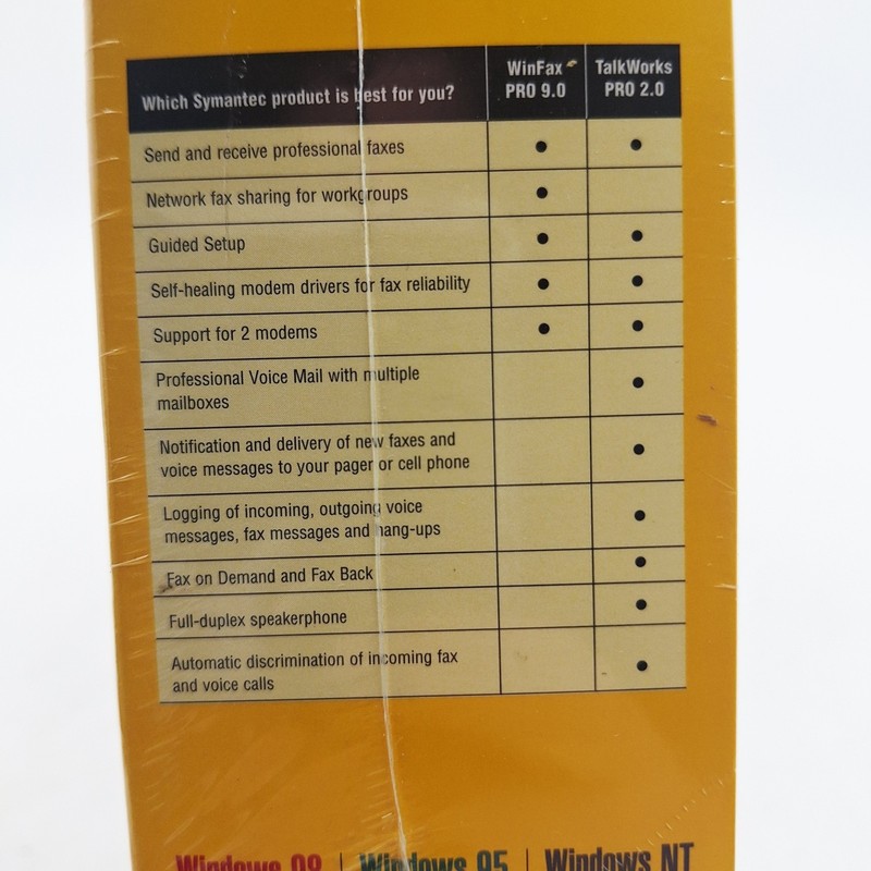 Symantec WinFax Pro Version 9.0 BRAND NEW FACTORY SEALED vintage Windows PC gallery