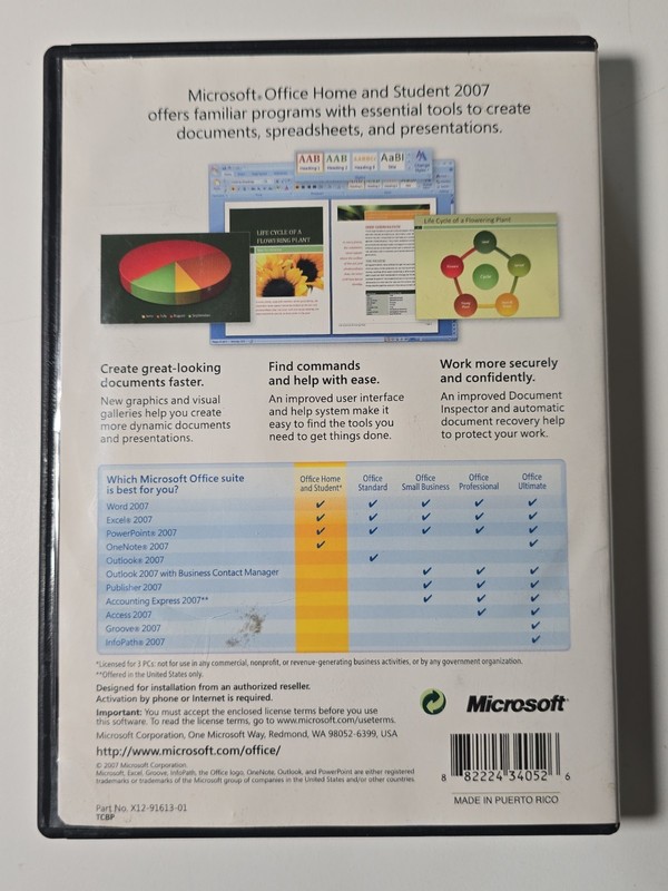 Microsoft MS Office Home and Student 2007 Word Excel PowerPoint OneNote W/ Key gallery