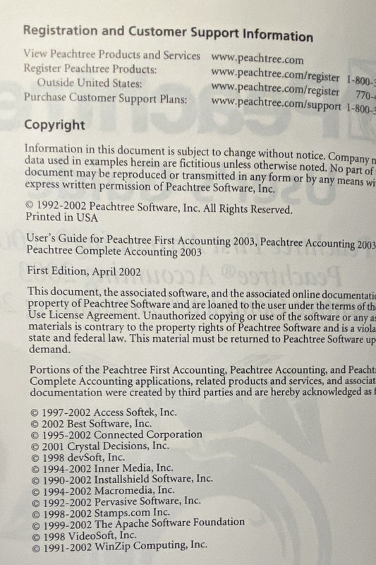 Peachtree Accounting 2003 CD, User Manuals, Serial Number - No Box gallery