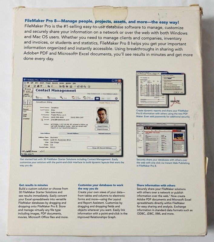 FileMaker Pro 8 Upgrade 5-License Pack Mac Windows XP w/ Box Manuals CD Extras gallery