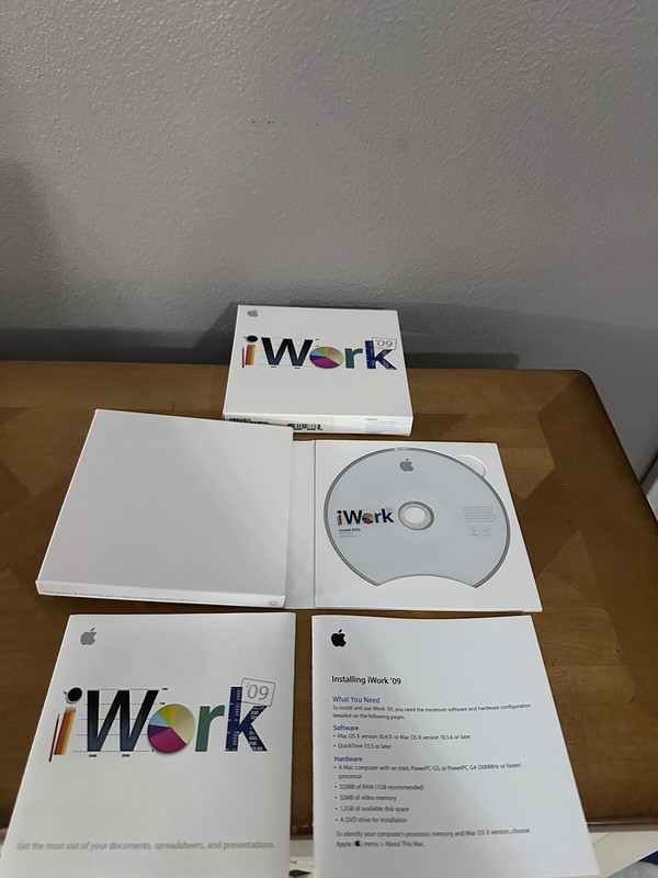 Apple iWork 2009 ’09 Family Pack v9.0.3 Macintosh Software Numbers Pages Keynote