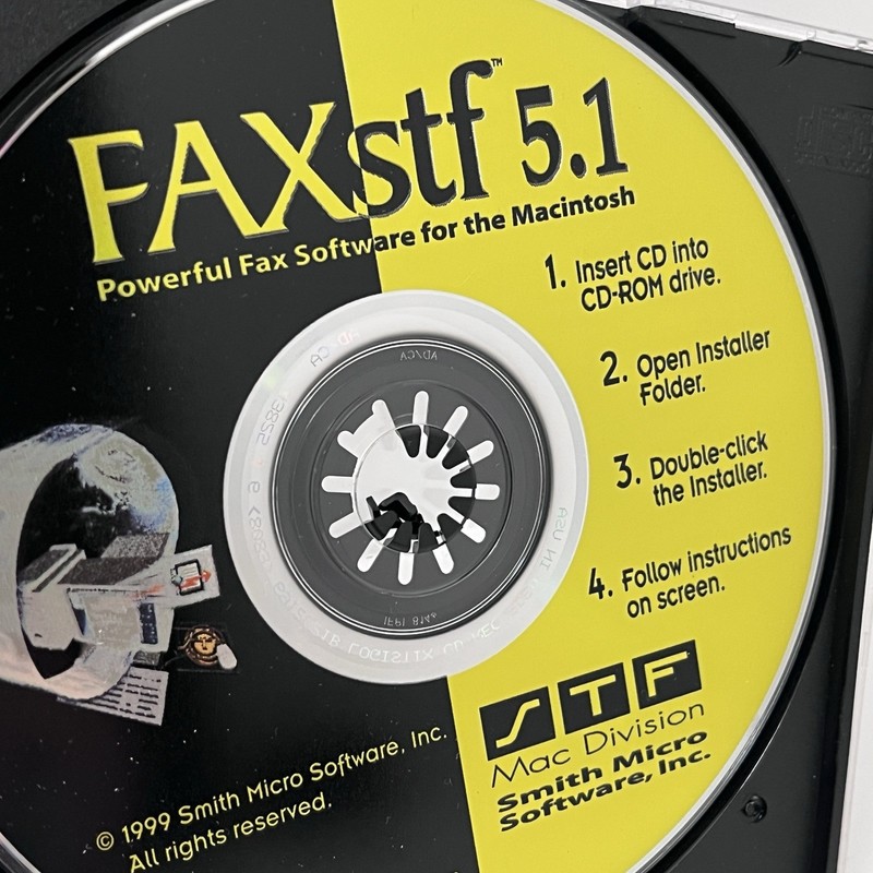 FAX STF 5.1 Mac Macintosh Powerful Fax Software Install CD 1999 Smith Micro Rare