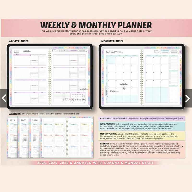 Digital Planner 2025 2026 Undated All In One Daily Weekly Monthly GoodNotes gallery