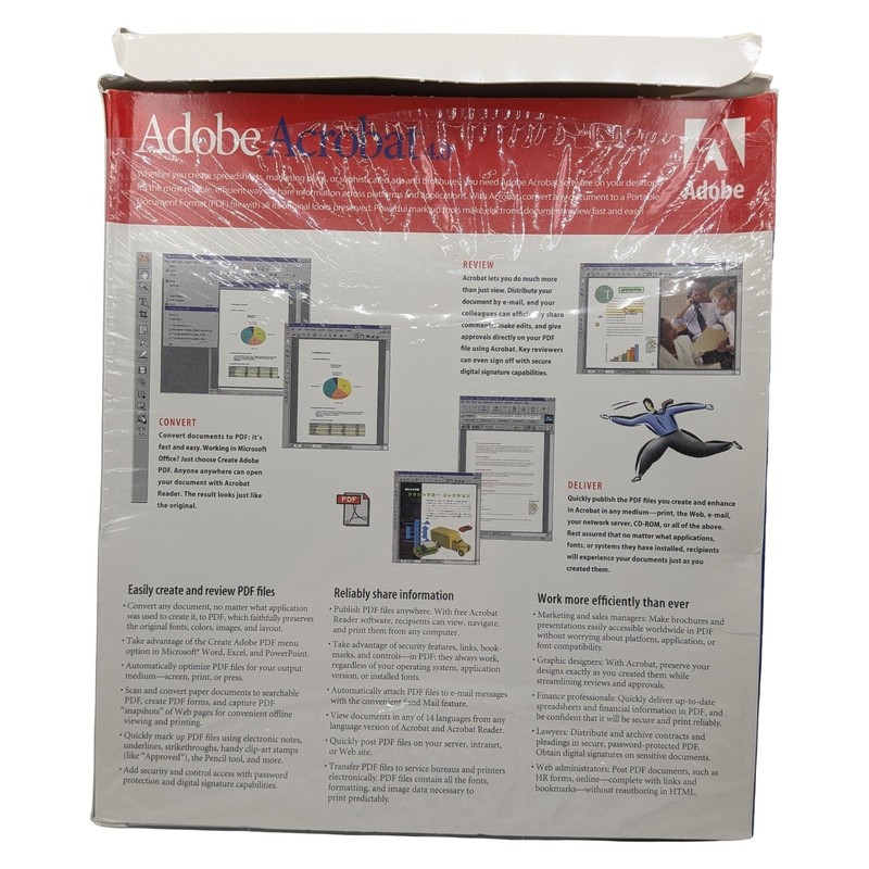 Adobe Acrobat 4.0 Upgrade Windows Vintage Big Box Software PDF 1999 CD-ROM gallery
