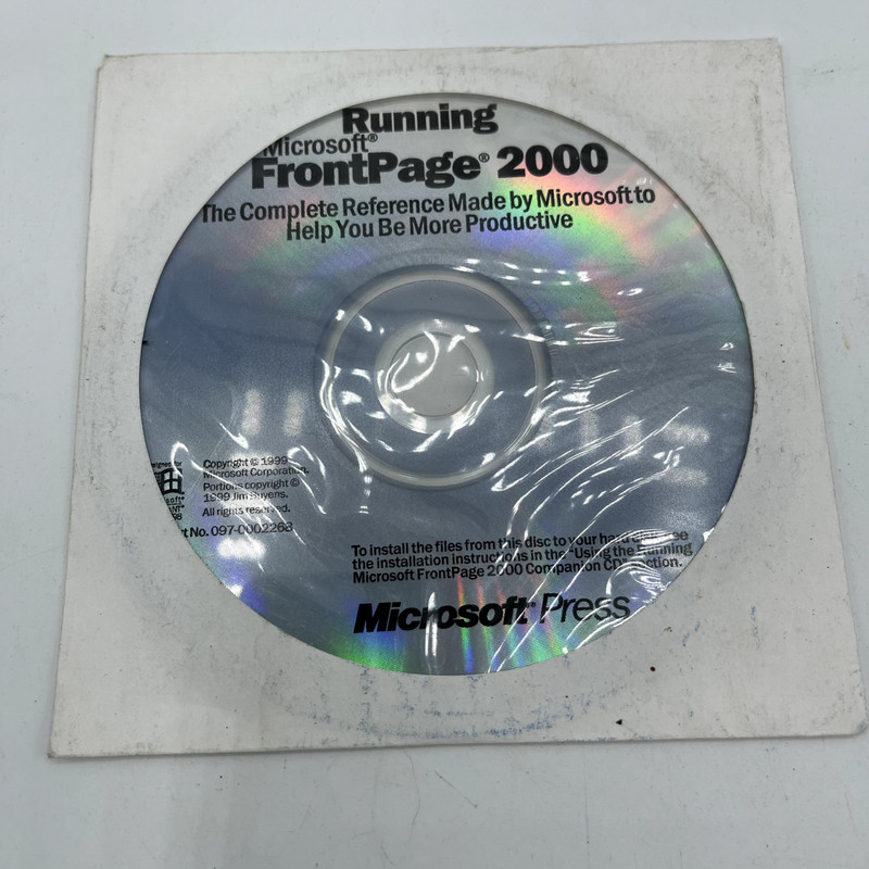 Microsoft Press Running Microsoft FrontPage 2000 097-0002268 (CD ONLY – No Key)