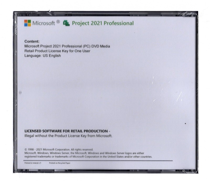 Microsoft Project Pro 2021, one user authentic license, complete, shrink wrapped gallery
