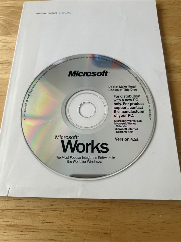 Microsoft Works 4.5a program DISK ONLY