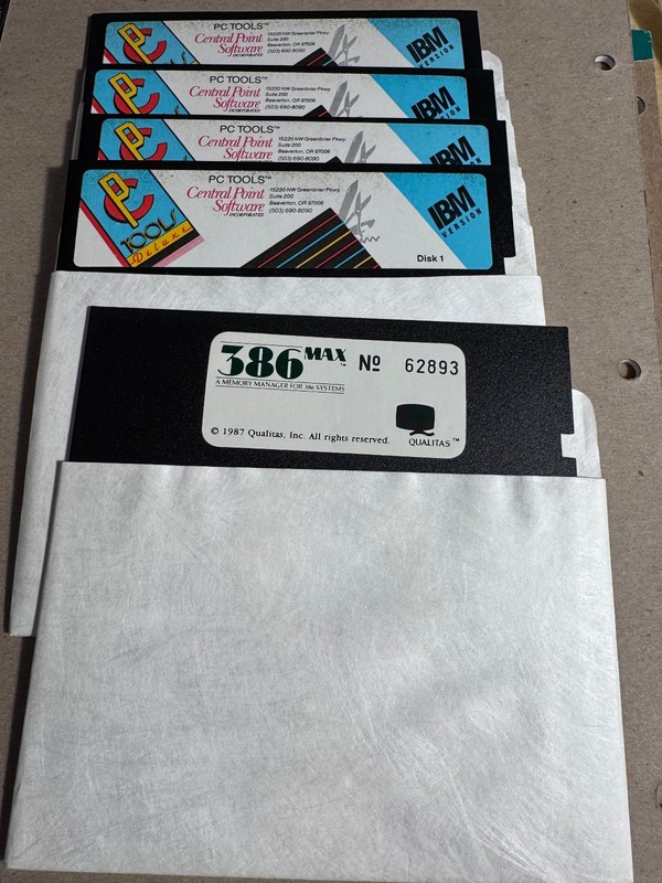 Vintage PC Software PC TOOLS and 386 MAX on 5.25″ diskettes – Rare Retro Tech