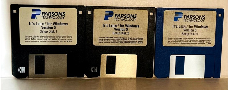 Parsons ® Technology ITS LEGAL for Windows version 5 Disc 1-3,3.5″ Floppy- LIL-C