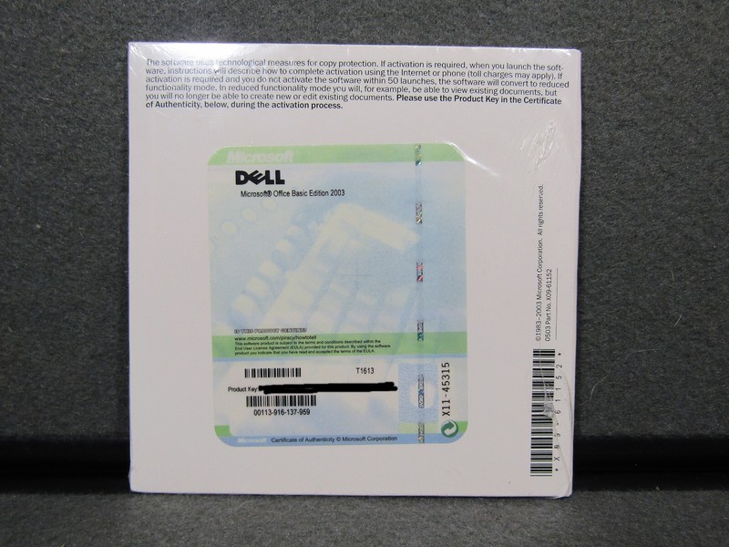 NEW DELL Microsoft Office Basic Edition 2003 CD Disc W/ Product Key gallery