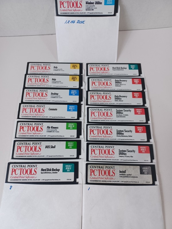 Central Point PC Tools Version 7 for DOS (15) 5.25″ Disks Vintage