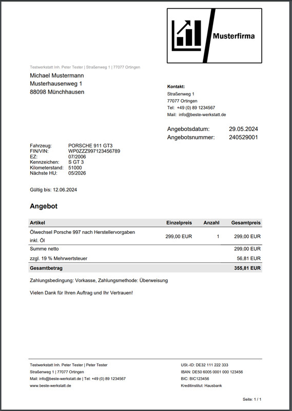 KFZ PDF Rechnungsprogramm, Werkstatt Software, Autowerkstatt Programm, Pkw gallery
