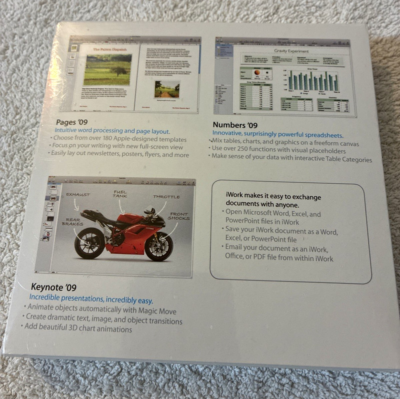 Apple iWork '09 (Retail) - Full Version for Mac MB942Z/A New Sealed gallery