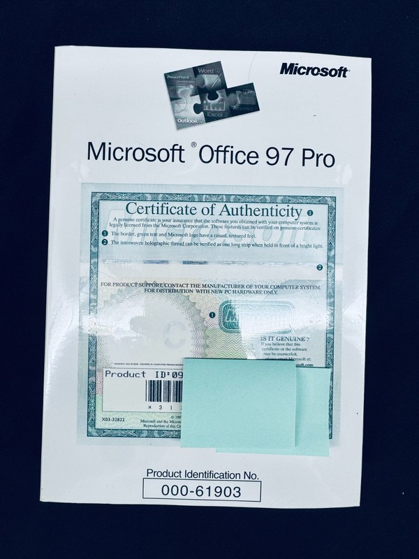 Microsoft Office 97 Pro CD w/ Authenticity Certificate & Manual, Sealed, #09 gallery