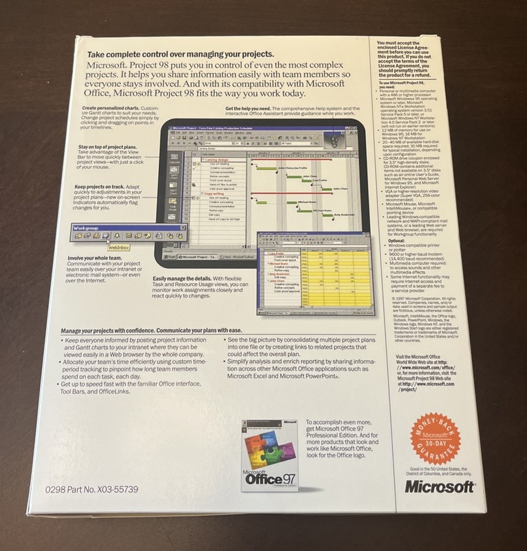 Microsoft Project 98 Latest Edition Project Management Software Windows 95 Or NT gallery