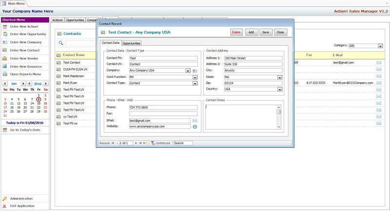 MS Access Based Sales Manager CRM Software - Use As-Is or Customizable gallery