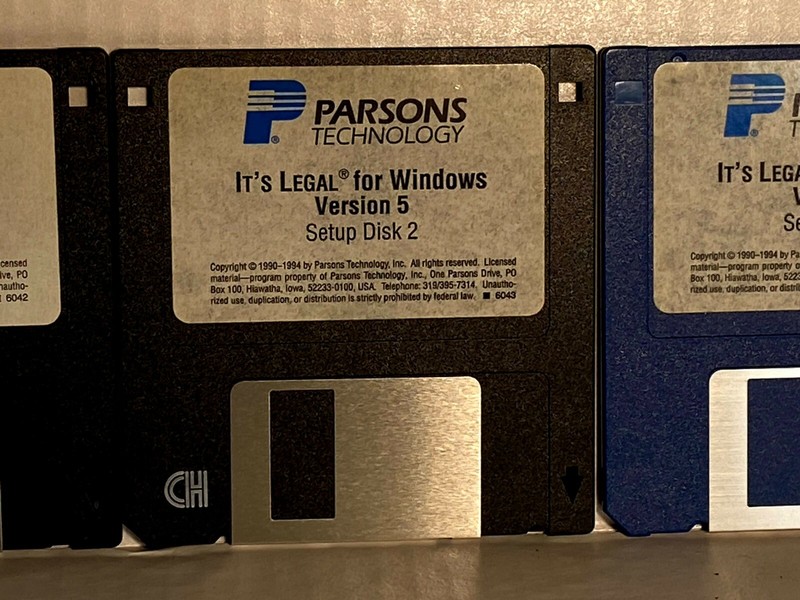Parsons ® Technology ITS LEGAL for Windows version 5 Disc 1-3,3.5" Floppy- LIL-C gallery
