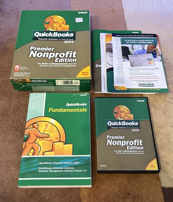 QuickBooks Premier Nonprofit 2004 Edition Manuals & Key Code PC