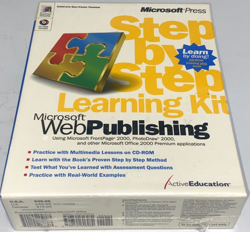 Microsoft WebPublishing Step by Step Learning Kit CD ROM & Book – Brand New