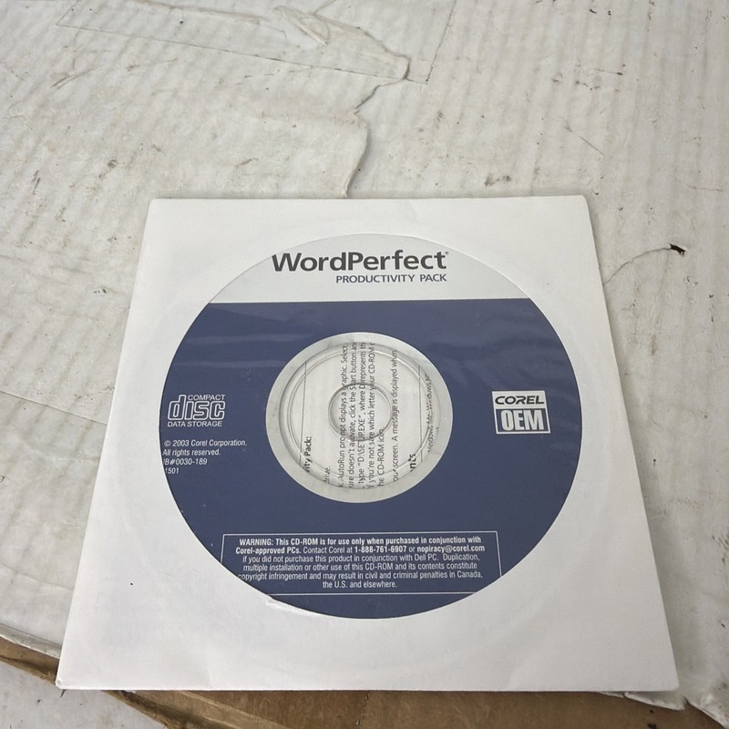 CD ROM Word Perfect 2003 Corel WordPerfect Productivity Pack PC OEM Windows New