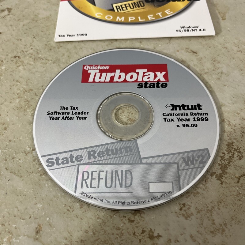 Intuit Quicken Turbotax State California Return Tax Year 1999 V99.00 Disk Only