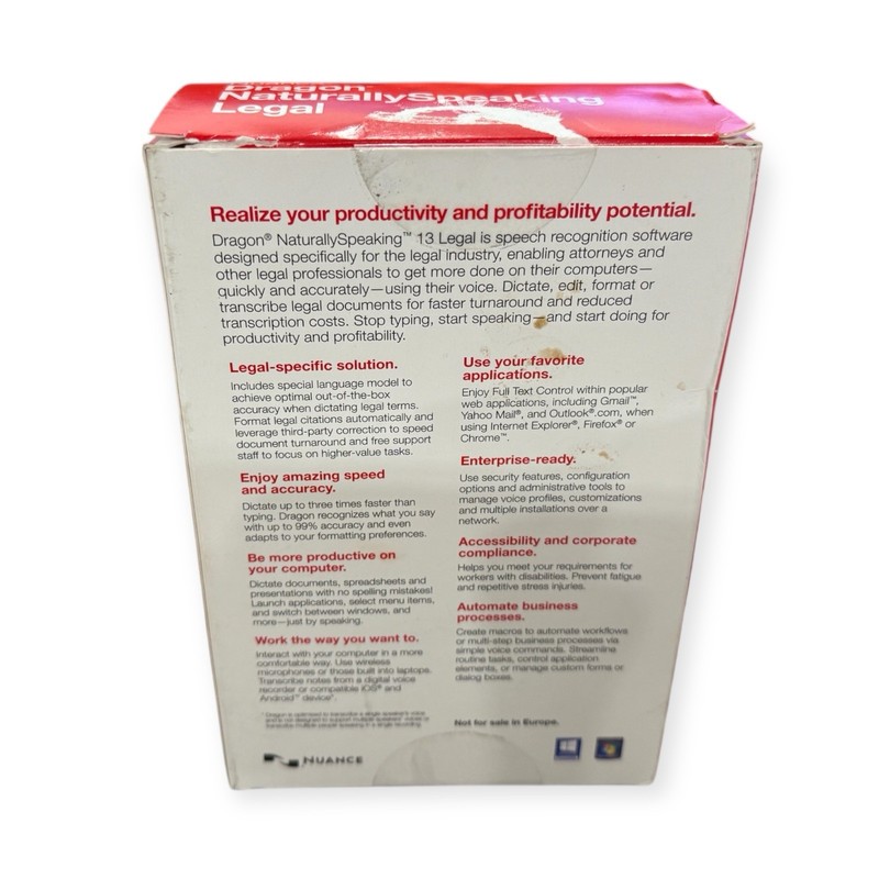 Nuance Dragon NaturallySpeaking Legal 13 DVD w/ Serial & Mic Non-Subscription gallery