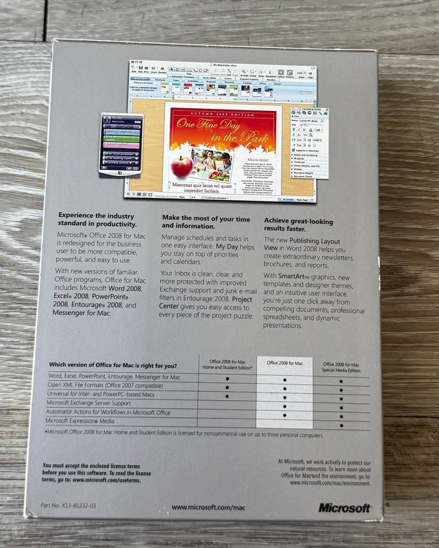 Microsoft Office 2008 for Mac Upgrade DVD Complete w/ Key & Box gallery
