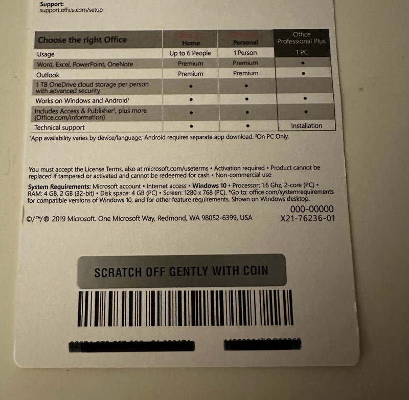 Microsoft Office Pro Plus 2019 1 PC Retail Lifetime product card Lifetime 1 user gallery