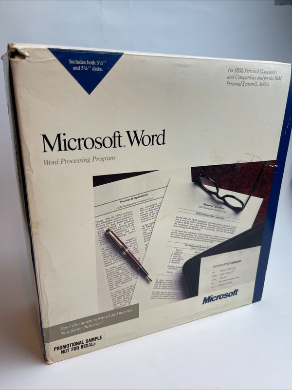 Microsoft Word 4.0 for IBM and OS/2 Vintage Complete Box Set, Manuals/Floppies
