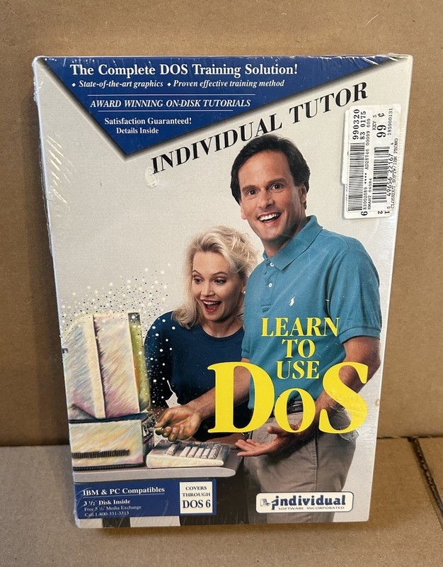 Individual Tutor Learn To Use DOS Big Box Sealed New In Box DOS 6 Floppy Disk
