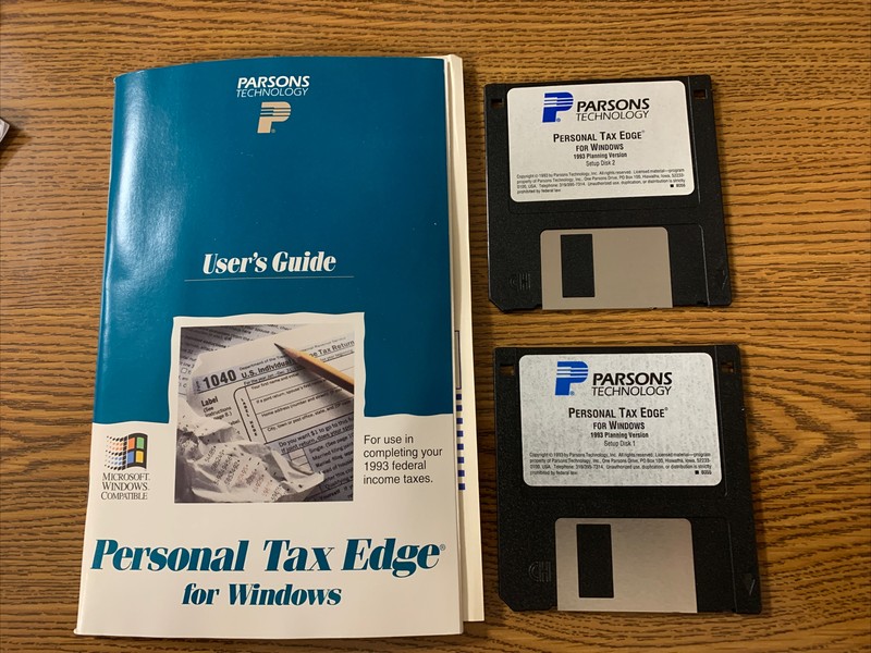 Parsons ® Technology Personal Tax Edge- Windows Disc 1&2–3.5″ Floppy 1993-LIL-B
