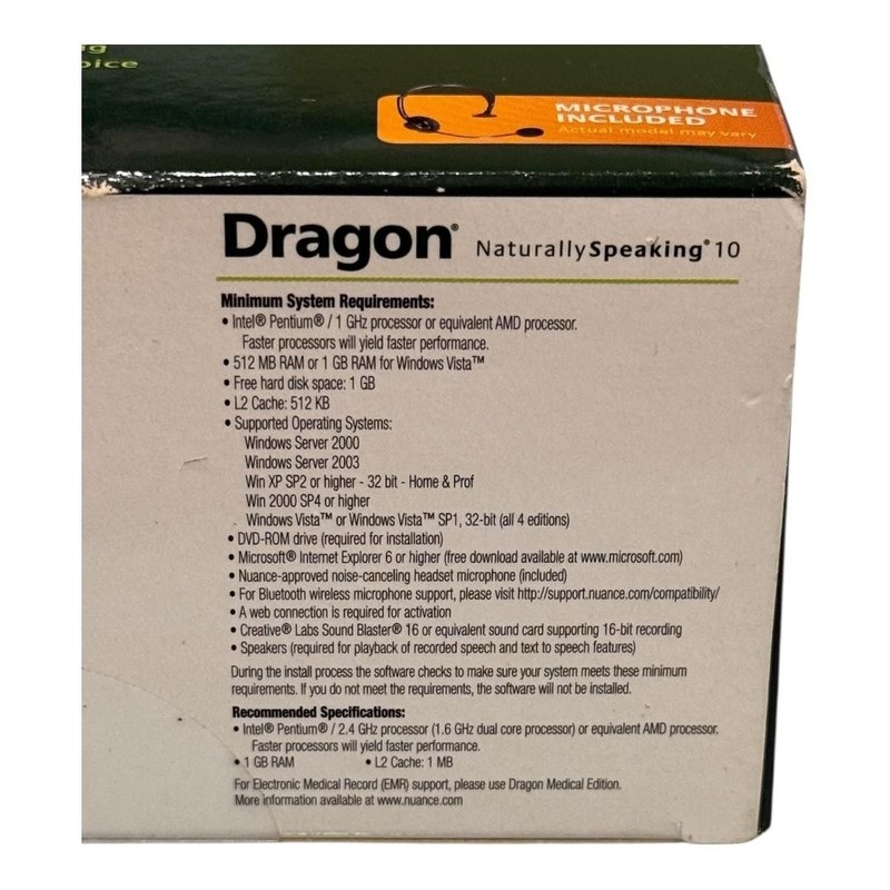 Nuance Dragon NaturallySpeaking 10 Standard Speech Recognition Software DVD Set gallery