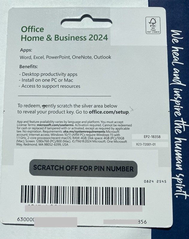 Microsoft Office Home & Business 2024 Product Key Card for Win/Mac, 1 Device gallery
