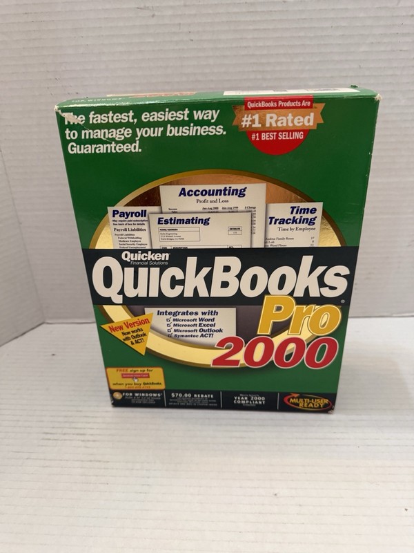 Intuit Quickbooks Pro 2000 for Windows Quicken Financial Services Software gallery