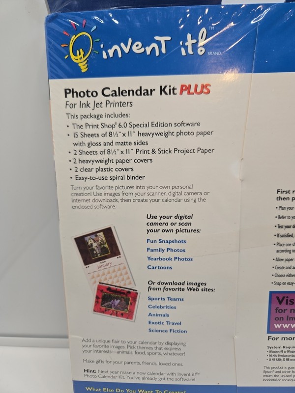 Invent it Photo Calendar Kit Plus for Ink Jet Printers Software Included NEW gallery