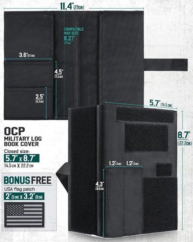 Tactical Book Cover for 5.5 x 8 Military Log Book, Green 5.7Kx8.7 IN Black gallery