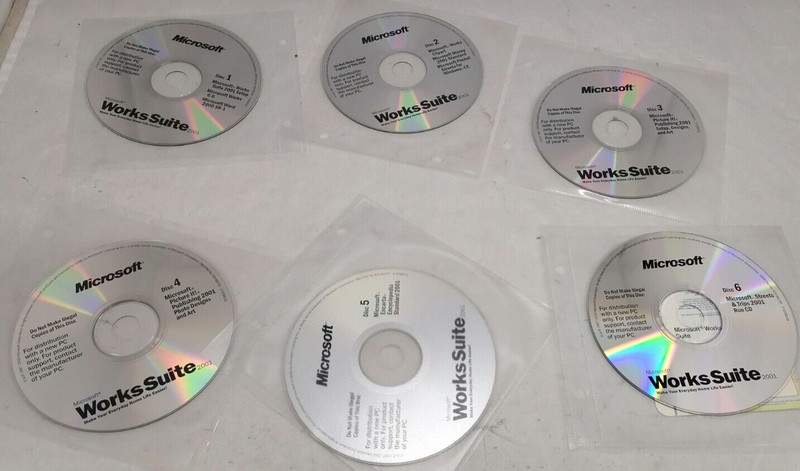 Vintage Microsoft WorksSuite 2001 Disc Set 1-6 P/N: X05-89208