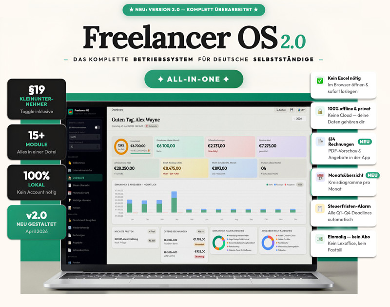 Freelancer OS Pro German | All-in-One Freelancer Tool, Accounting, Invoice