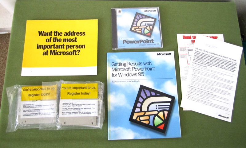 New ! Microsoft Office Windows 95 Power Point & Floppy Disks & Booklet w/ Key