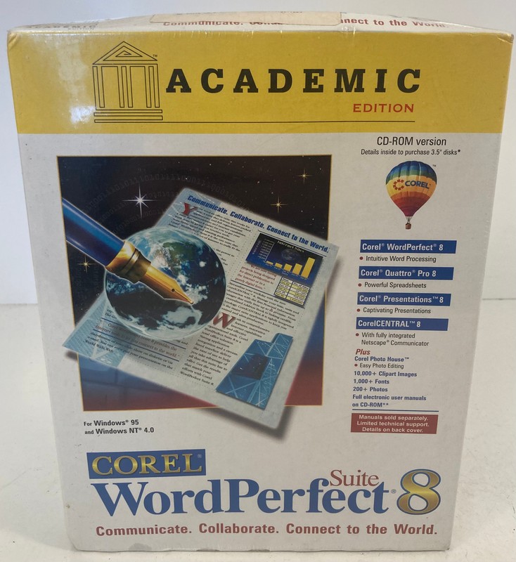 Corel WordPerfect Suite 8 PC For Windows 95/NT 4.0 CD-ROM Brand New Sealed