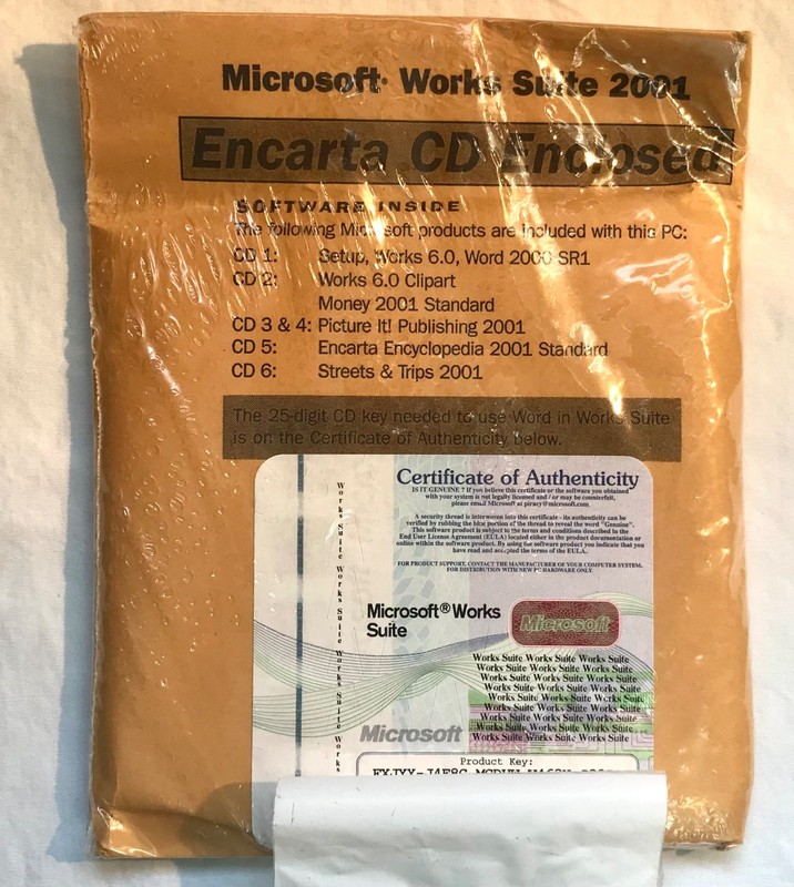 Microsoft Works Suite 2001, 6 CDs with product key, (NEW and SEALED)