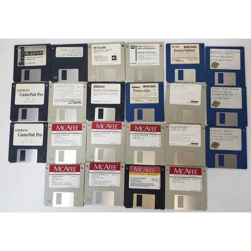 3.5 FLOPPY DISK Computer PC Dos Windows Various Programs Drivers 90’s Lot of 22