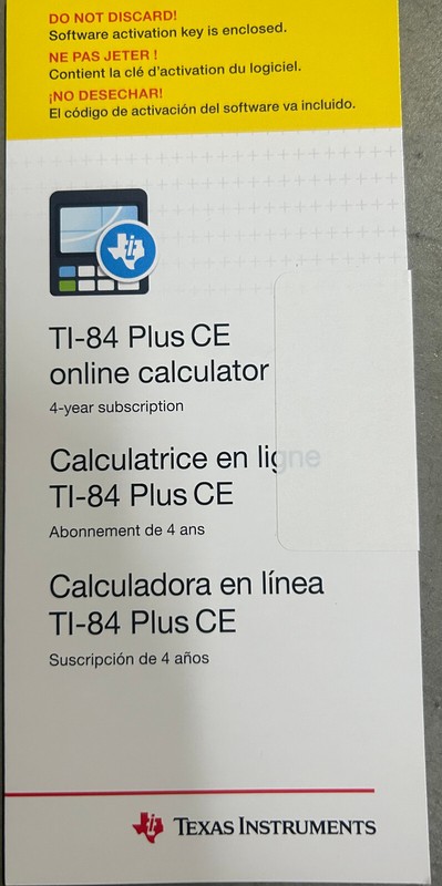 Texas instrument TI-84 PLUS CE Online Calculator Software 4-year Subscription