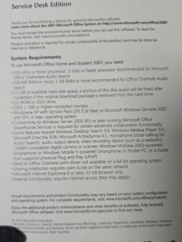Microsoft MS Office Home and Student 2007 Word Excel PowerPoint OneNote W/ Key gallery