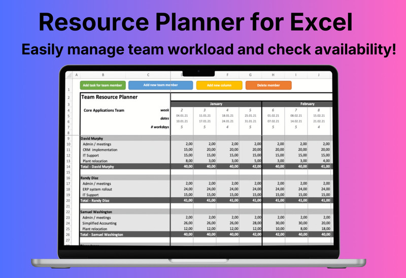 Team Resource Planner for Excel