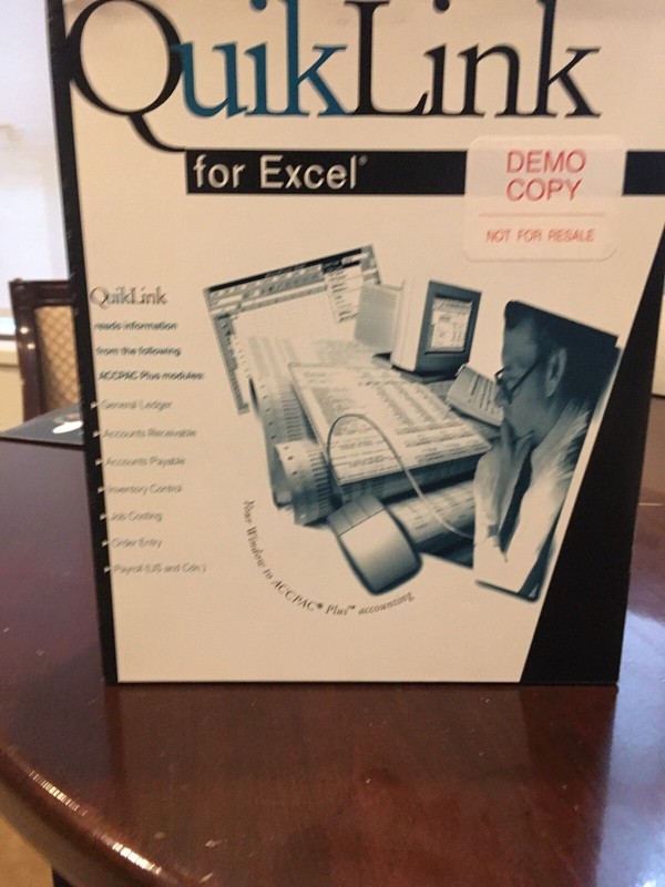 Accpac Plus Accounting—QuikLink For Excel + More. Opened But Never Used Nfr