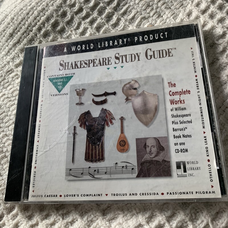 SHAKESPEARE STUDY GUIDE Complete Works World Library windows 3.1 and DOS