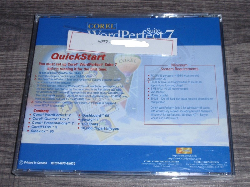 Corel WordPerfect Suite 7 PC CD-ROM 1996 Quattro Pro 7 Presentations 7 Windows95 gallery