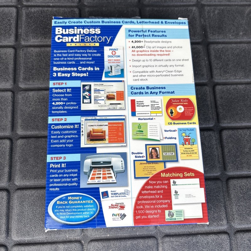 Business Card Factory Deluxe 3.0 w Manual and Both CD-ROMs Very Good Shape! 1999 gallery