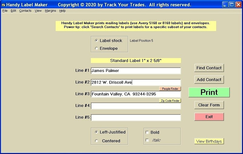 Label printing software! Print mailing address labels/envelopes Home or business gallery
